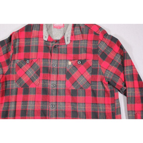Coleman Mens Long Sleeve Button Flannel buffalo plaid Shirt Cotton Red Size XL - Picture 3 of 11